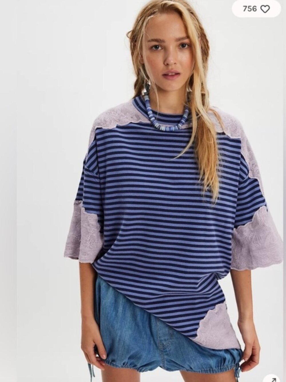 NWT Free People We The Free Sherbert Tunic. Navy combo